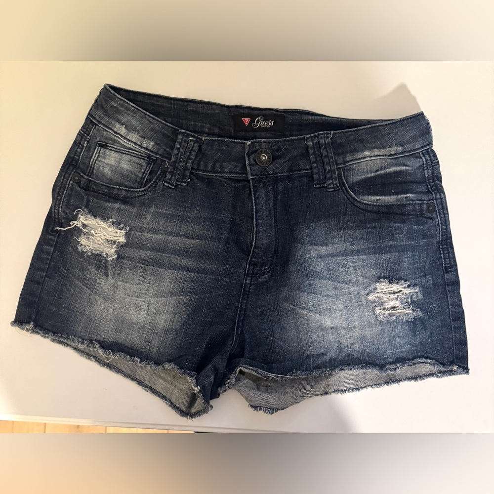 Guess Black Jean Shorts Distressed Style